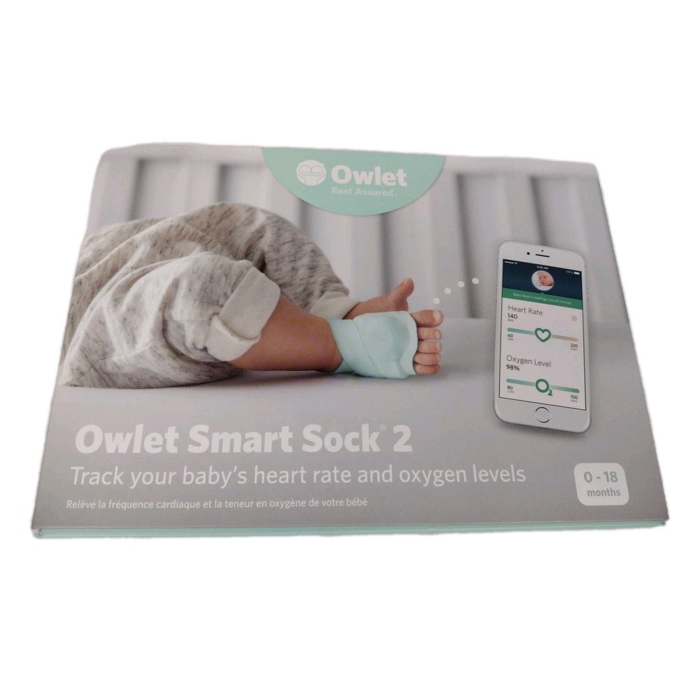Owlet Dream Smart Sock 2 Mint Green Baby Monitor Heart Rate O2 Sensors W 3 Socks